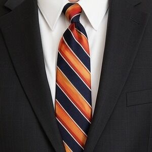 Croft & Barrow Men's Necktie 100% Silk Rust Orange Black‎ Stripe Fashion Tie New